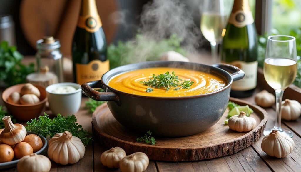découvrez une recette facile et rapide de soupe champenoise pour 30 personnes, idéale pour régaler tous vos invités lors de vos repas en grand groupe.