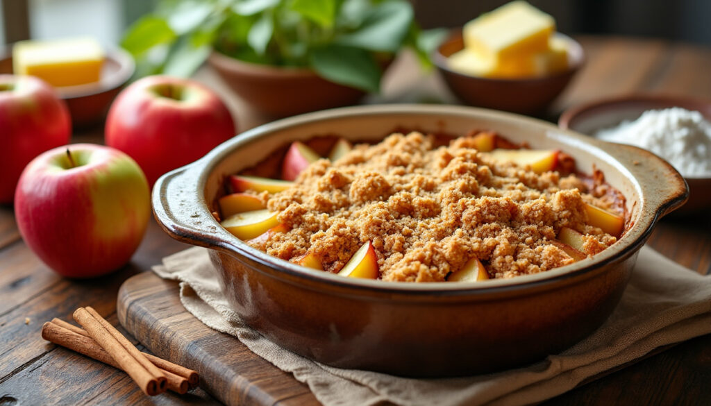 découvrez notre recette facile et rapide de crumble aux pommes, un dessert gourmand parfait pour toutes les occasions. simple à préparer, il ravira petits et grands avec sa texture croustillante et son goût fruité.
