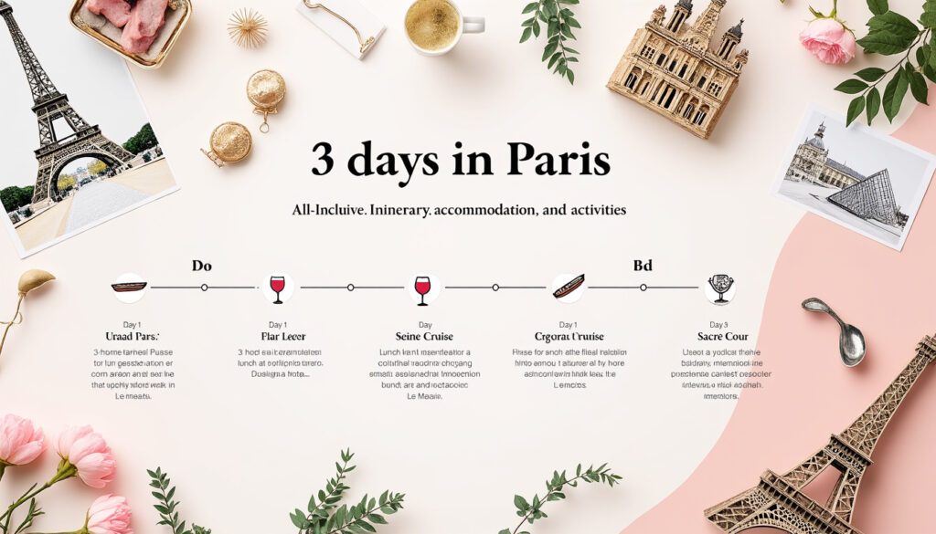découvrez un guide complet pour 3 jours à paris avec un itinéraire détaillé, des suggestions d'hébergement et des activités incontournables pour un séjour tout compris.