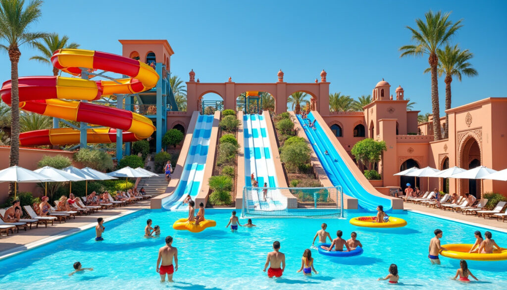 découvrez le parc aquatique de marrakech avec ses toboggans excitants, ses piscines rafraîchissantes et de nombreuses activités amusantes pour toute la famille.