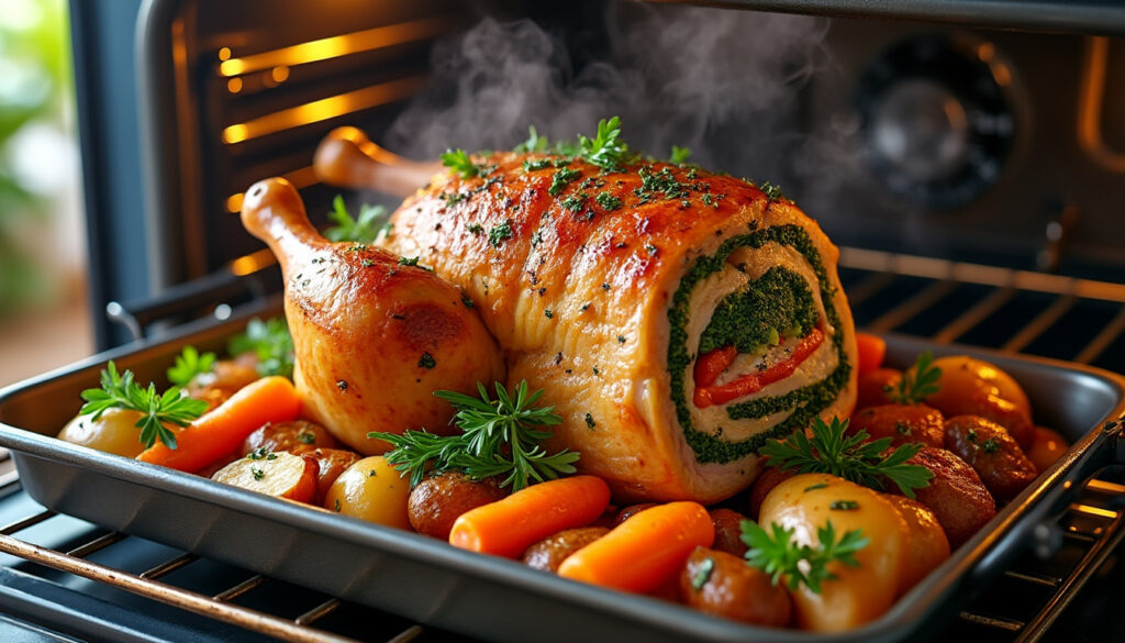 découvrez comment réussir la cuisson d'un rôti de chapon farci au four avec nos conseils pratiques et le temps de cuisson idéal pour un plat savoureux et moelleux.