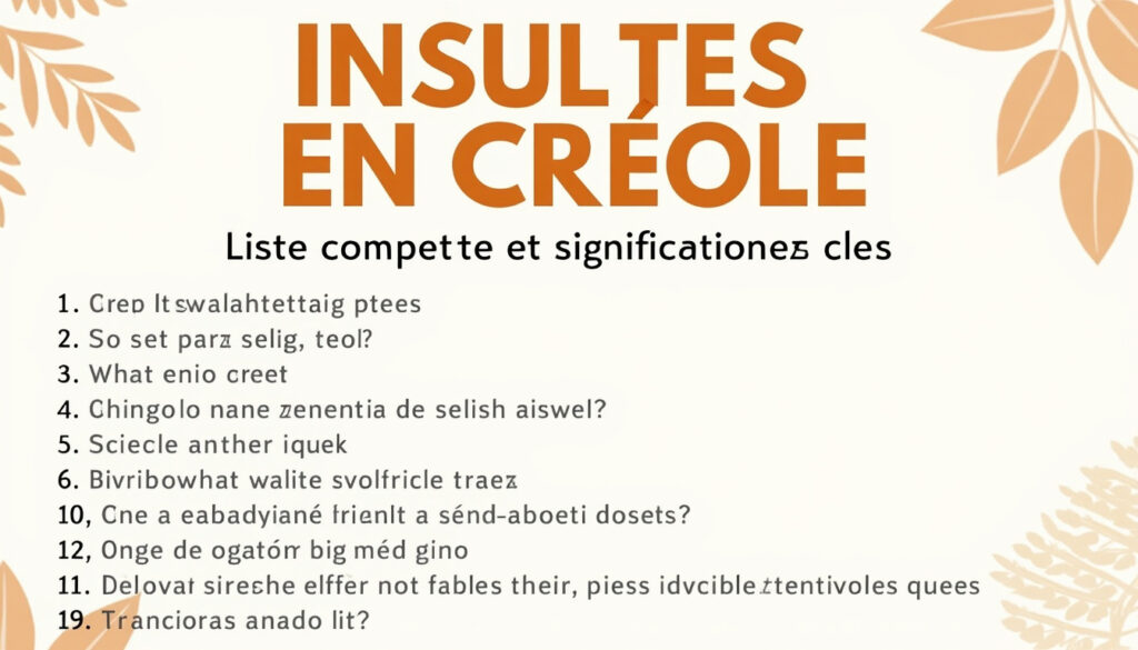 découvrez une liste complète des insultes en créole avec leurs significations essentielles pour mieux comprendre cette langue riche et colorée.