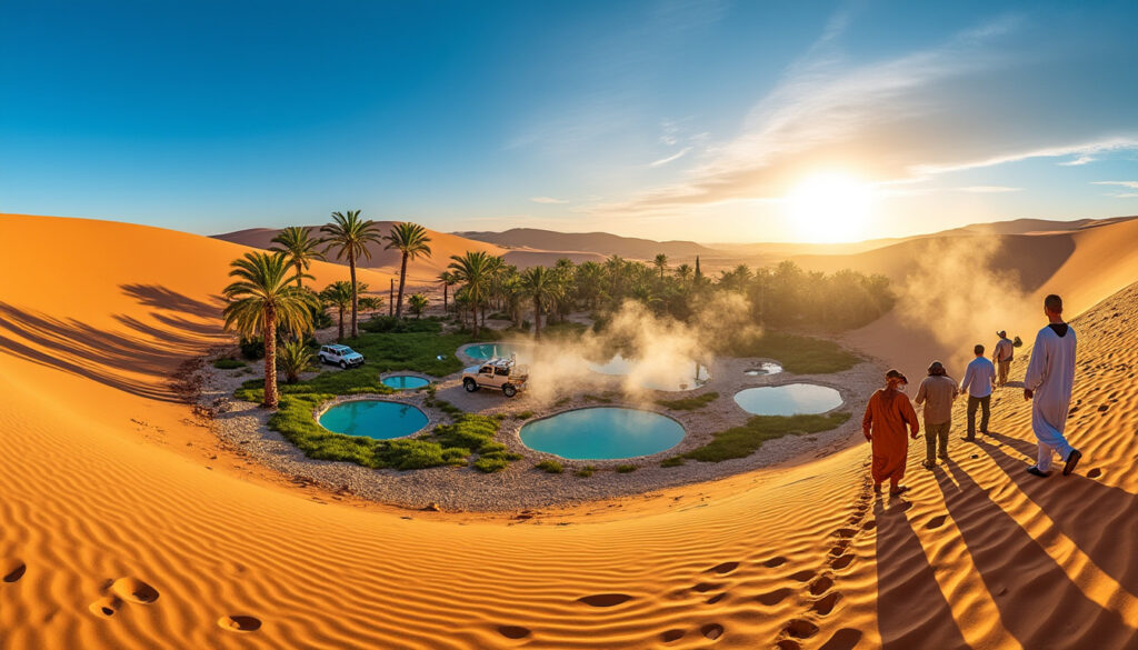 découvrez ksar ghilane en tunisie, une oasis idyllique avec source chaude naturelle, parfaite pour des aventures inoubliables dans le désert.